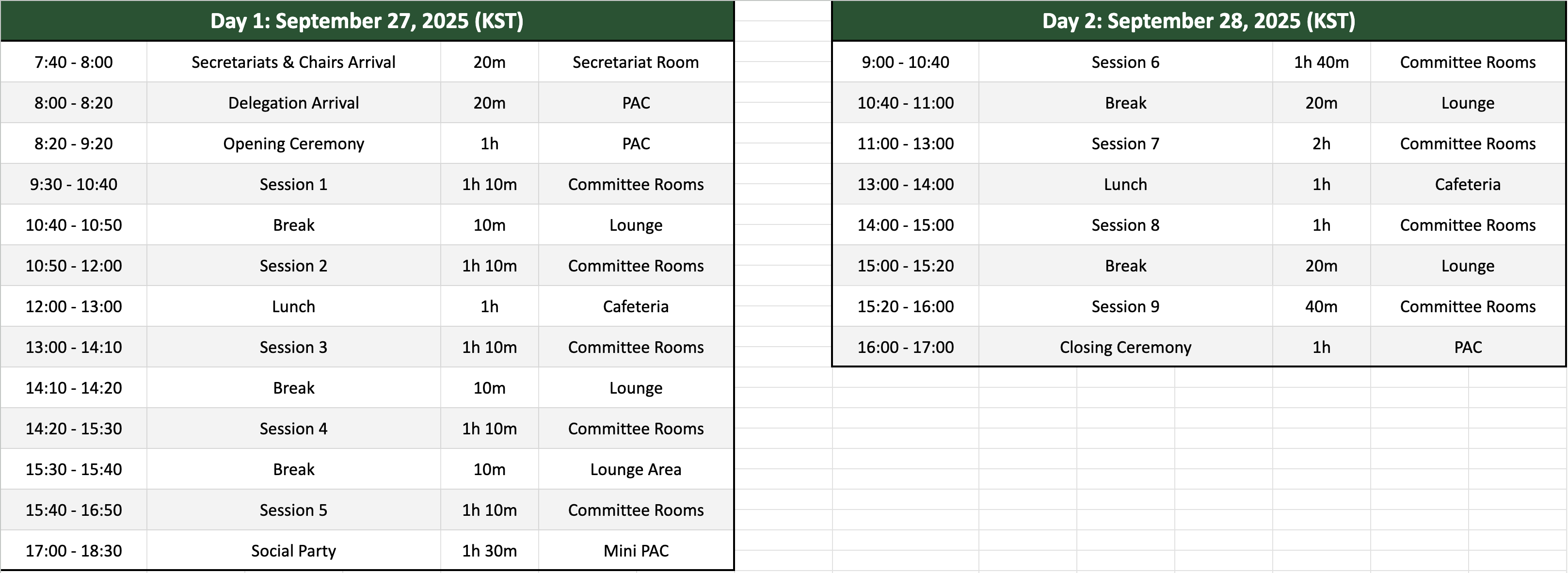 SJAMUN III Conference Schedule